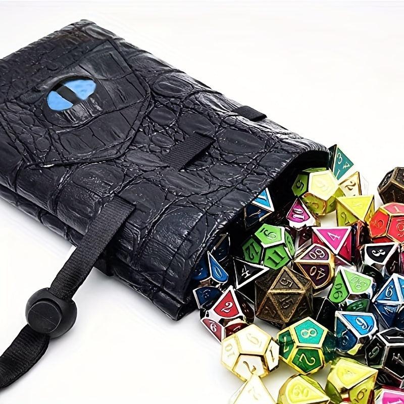 Dragon Eye Drawstring Bag Crocodile Leather Dice Organizer Game Accessory Bag
