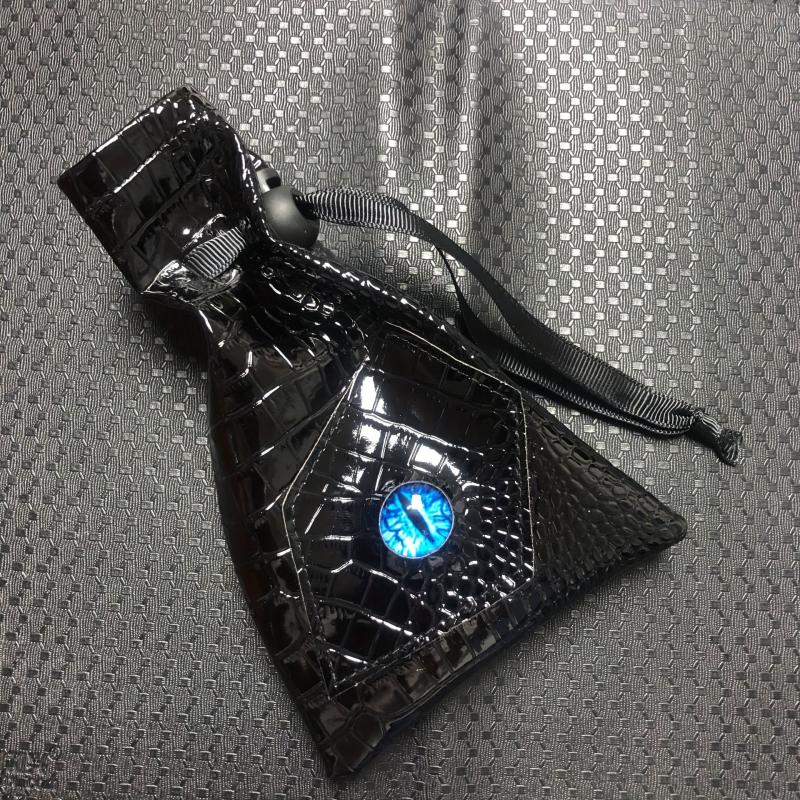 Dragon Eye Drawstring Bag Crocodile Leather Dice Organizer Game Accessory Bag