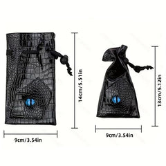 Dragon Eye Drawstring Bag Crocodile Leather Dice Organizer Game Accessory Bag
