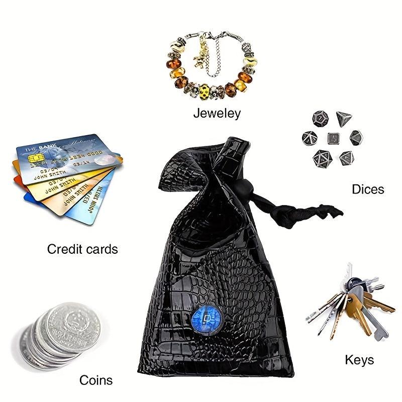Dragon Eye Drawstring Bag Crocodile Leather Dice Organizer Game Accessory Bag