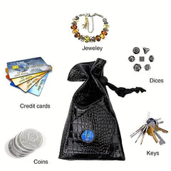 Dragon Eye Drawstring Bag Crocodile Leather Dice Organizer Game Accessory Bag