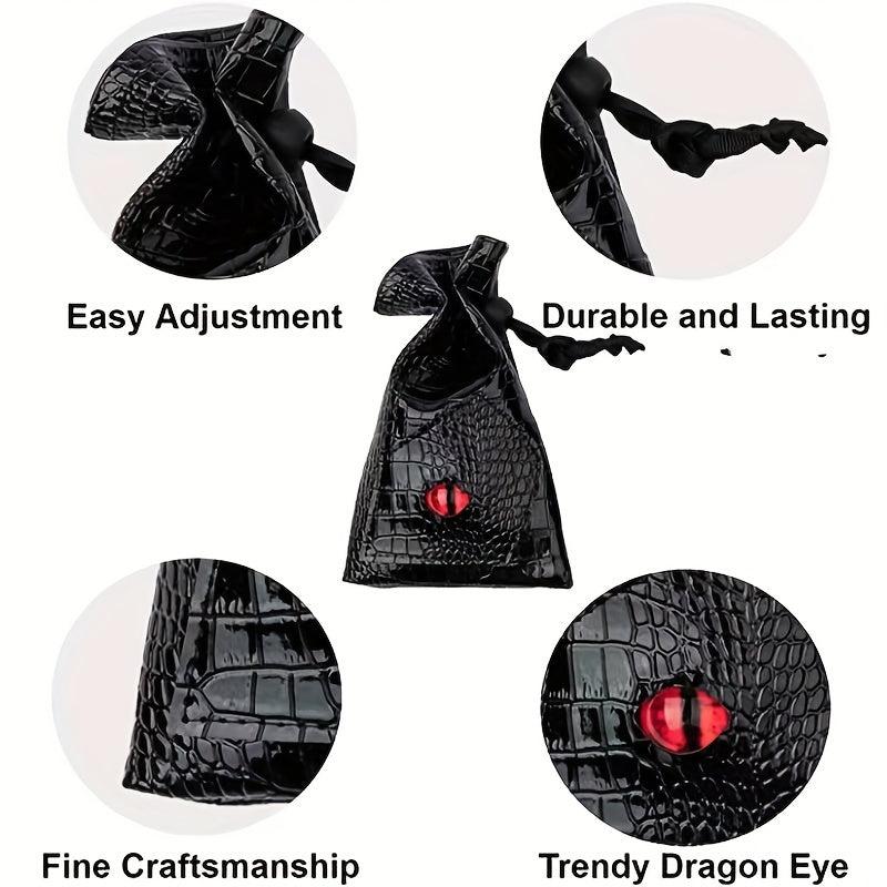 Dragon Eye Drawstring Bag Crocodile Leather Dice Organizer Game Accessory Bag