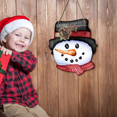 Adorable Wooden Snowman Pendant for Festive Cheer