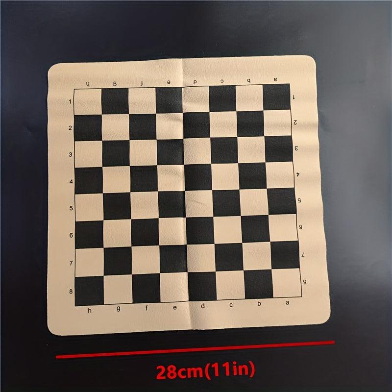 Vintage International Chess Set Resin Pieces Leather Board & Clear Soldiers