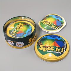 Spot It Card Game Dobble Go Camping 55 Pcs Card With Guidebook Tin Box