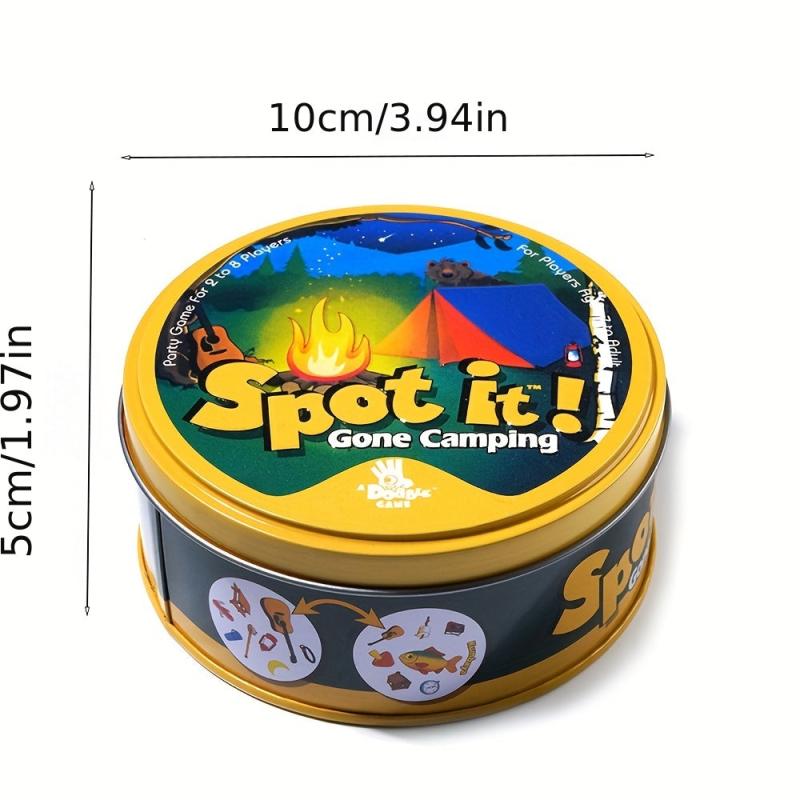 Spot It Card Game Dobble Go Camping 55 Pcs Card With Guidebook Tin Box