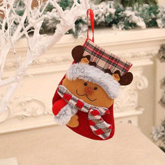 Vintage Plush Christmas Stocking Gift Bag