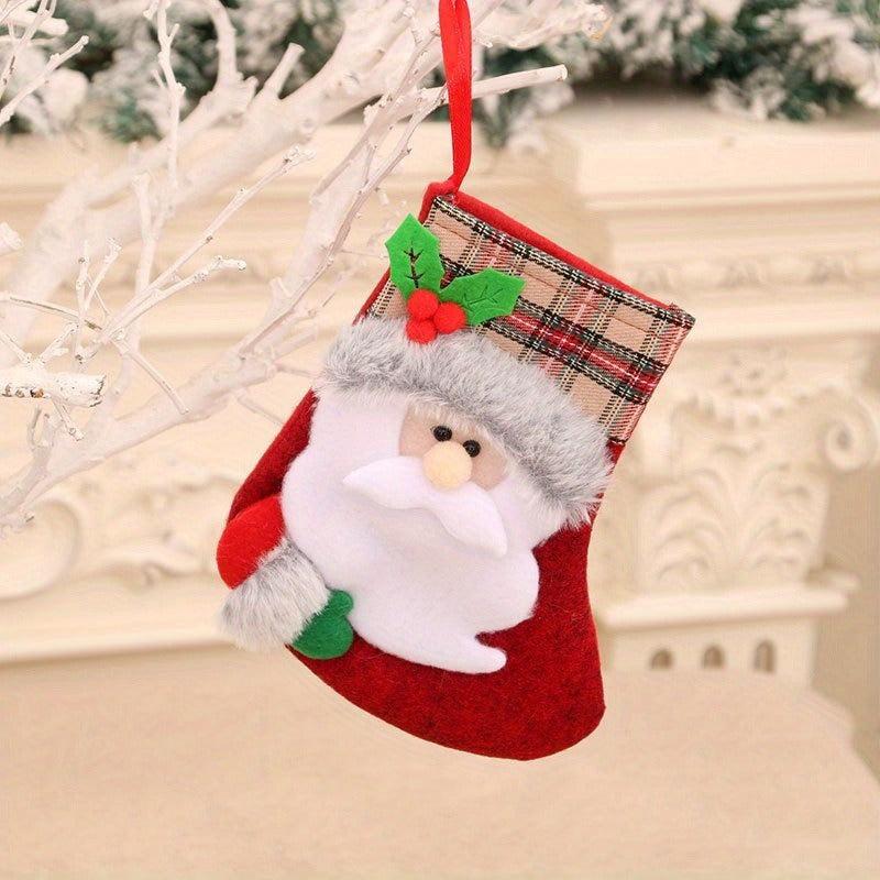 Vintage Plush Christmas Stocking Gift Bag