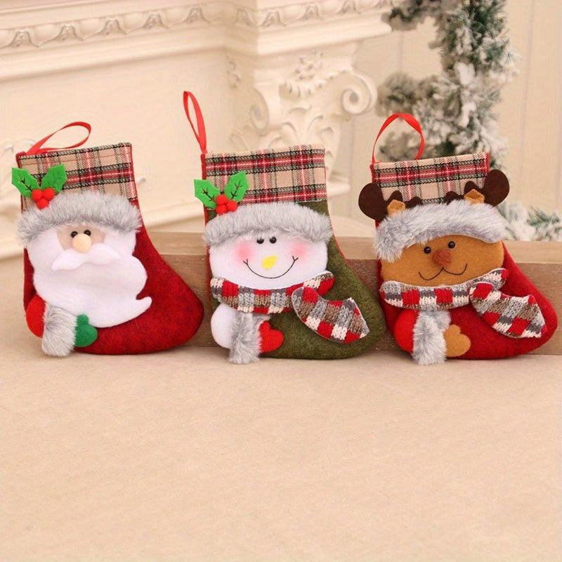 Vintage Plush Christmas Stocking Gift Bag