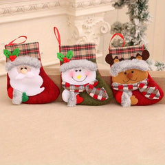 Vintage Plush Christmas Stocking Gift Bag