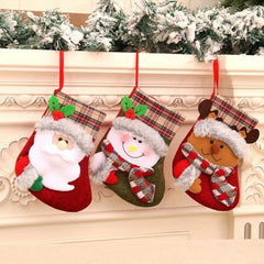 Vintage Plush Christmas Stocking Gift Bag