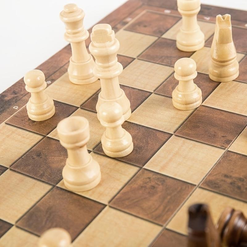 Foldable Wooden Chess Set European & American Sticker Game Functional Chess
