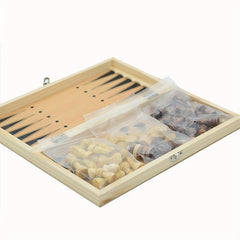 3-in-1 Solid Wood High Chess Foldable Puzzle Board Game Toys