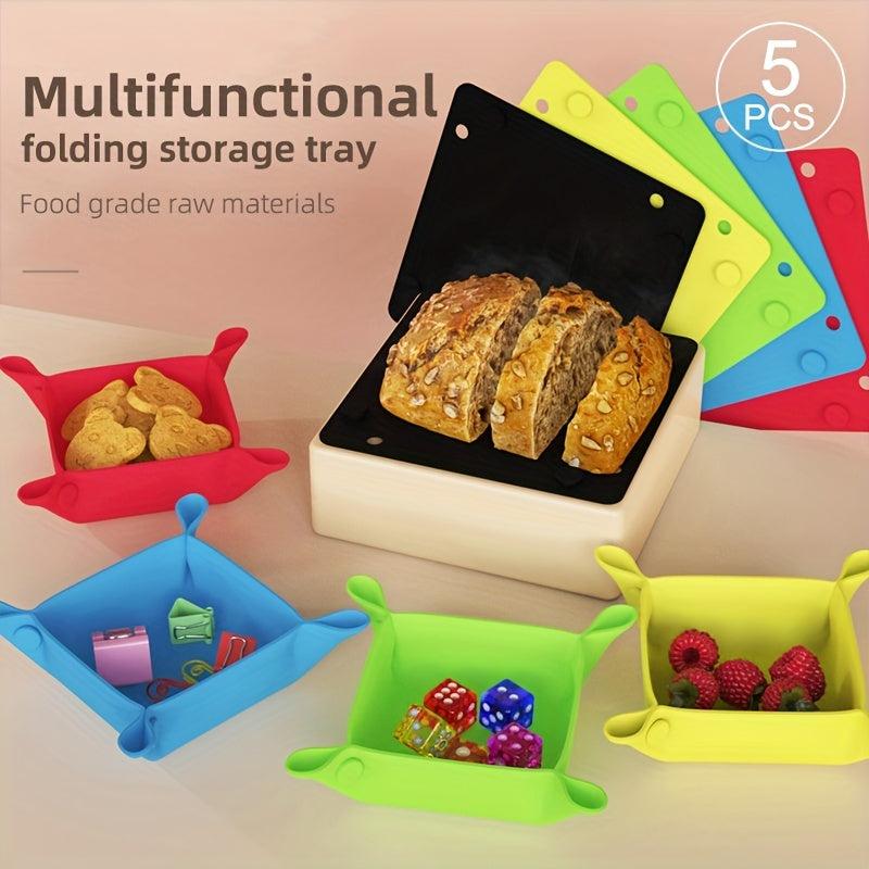 Silicone Folding Square Tray Baby Snack Tray Sundries Storage Box