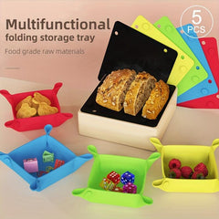 Silicone Folding Square Tray Baby Snack Tray Sundries Storage Box