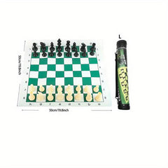 Kids Chess Board Set Plastic Leather Portable Cartridge Educational Toy