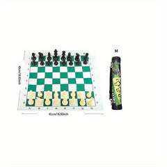Kids Chess Board Set Plastic Leather Portable Cartridge Educational Toy