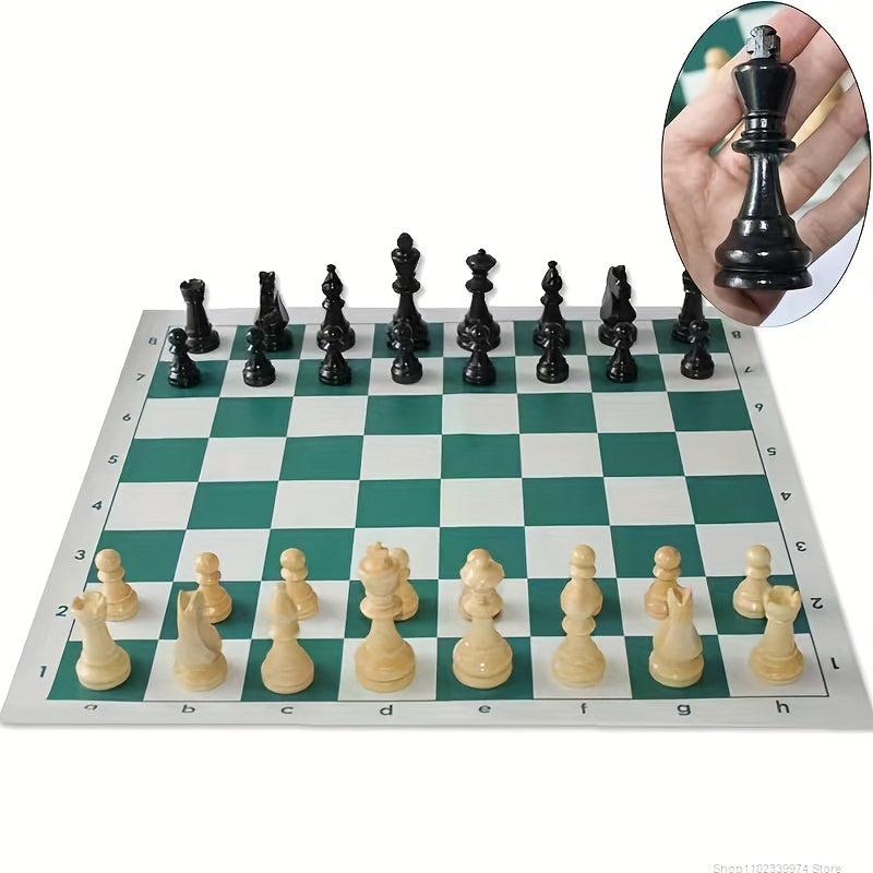 Kids Chess Board Set Plastic Leather Portable Cartridge Educational Toy