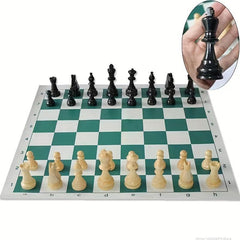 Kids Chess Board Set Plastic Leather Portable Cartridge Educational Toy