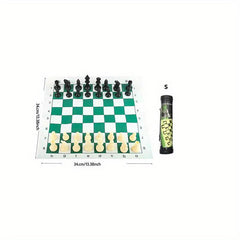 Kids Chess Board Set Plastic Leather Portable Cartridge Educational Toy