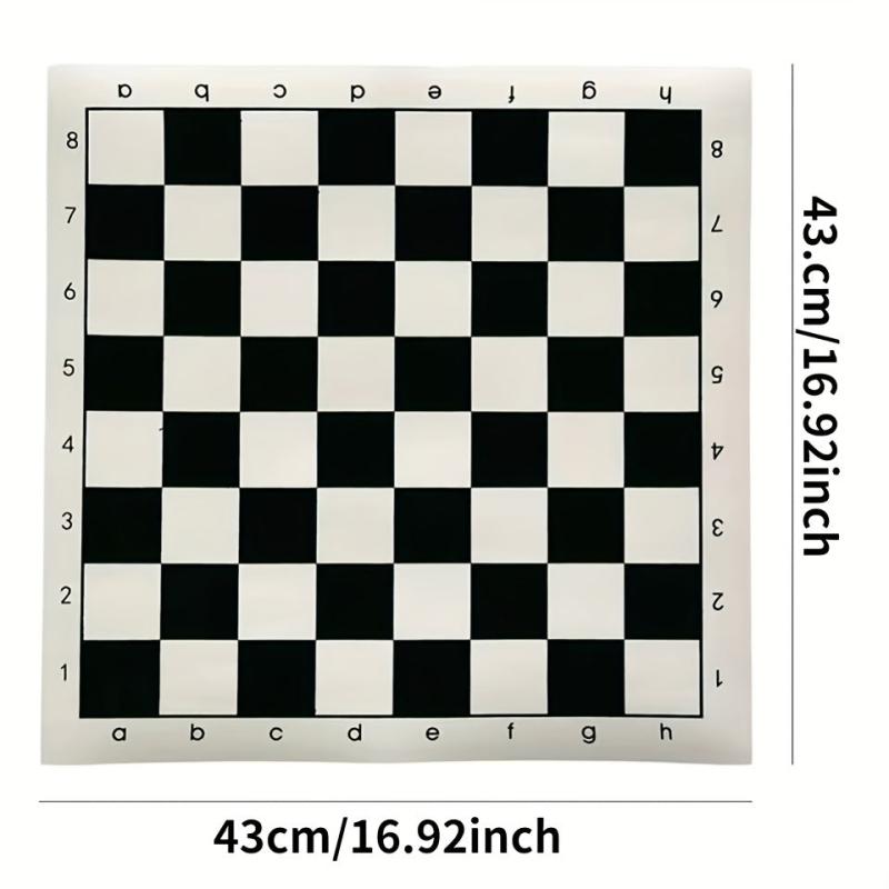 2 in 1 Chess Set: Plastic & Wood Pieces, Leather Board