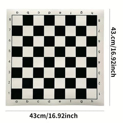 2 in 1 Chess Set: Plastic & Wood Pieces, Leather Board