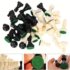 2 in 1 Chess Set: Plastic & Wood Pieces, Leather Board