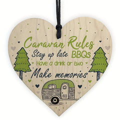 Caravan Rules Wooden Heart Sign Retirement Gift
