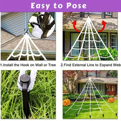 Halloween Spider Web Decor Set: Giant Spider, Stretchy Cobweb, Small Spiders