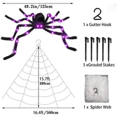 Halloween Spider Web Decor Set: Giant Spider, Stretchy Cobweb, Small Spiders