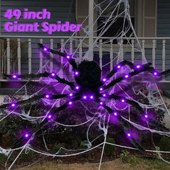 Halloween Spider Web Decor Set: Giant Spider, Stretchy Cobweb, Small Spiders