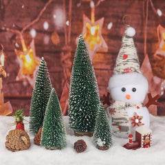 30pcs Mini Artificial Christmas Tree Bottle Brush Trees with Wooden Base