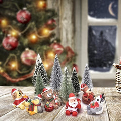 30pcs Mini Artificial Christmas Tree Bottle Brush Trees with Wooden Base