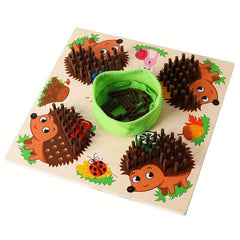 Wooden Hedgehog Stick Game Hand Fine Motor Sensory Training Toy