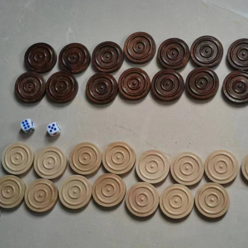 30 Wooden Checkers 1 Inch for Backgammon Game
