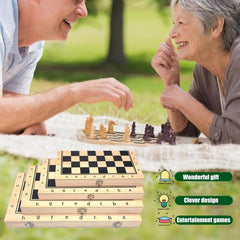 3 in 1 Foldable Wood Chess Set High Stickers