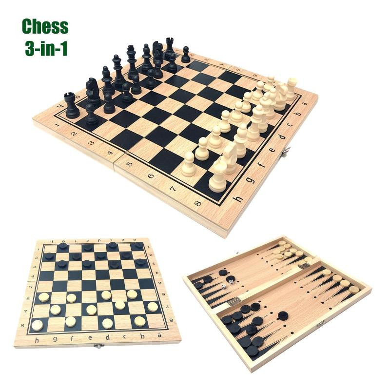 3 in 1 Foldable Wood Chess Set High Stickers