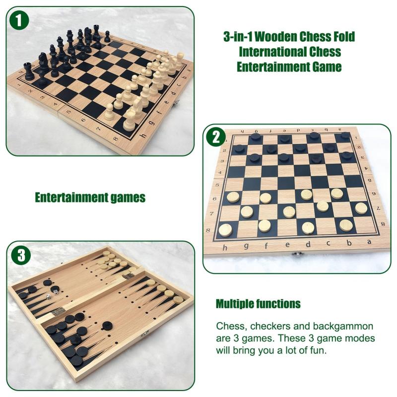 3 in 1 Foldable Wood Chess Set High Stickers