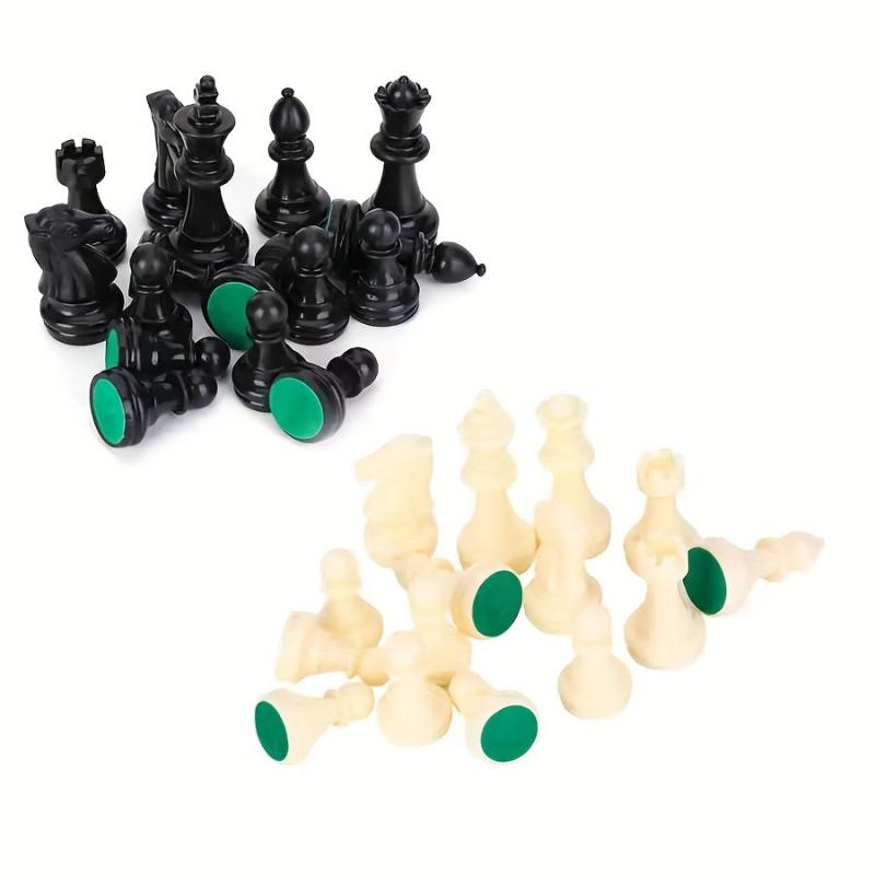 32 Plastic Chessmen Game Entertainment Black&White King Height 97MM