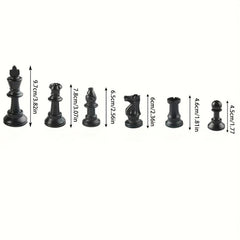32 Plastic Chessmen Game Entertainment Black&White King Height 97MM