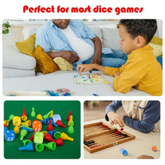 6 Sided Dice Set 50 Pcs 16mm Opaque Acrylic Game Dice w/ Velvet Pouch