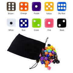 6 Sided Dice Set 50 Pcs 16mm Opaque Acrylic Game Dice w/ Velvet Pouch
