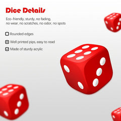 6 Sided Dice Set 50 Pcs 16mm Opaque Acrylic Game Dice w/ Velvet Pouch