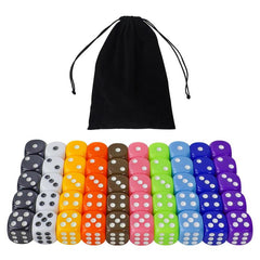 6 Sided Dice Set 50 Pcs 16mm Opaque Acrylic Game Dice w/ Velvet Pouch