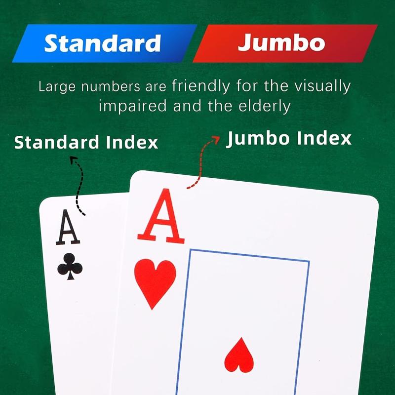 2 Pack Waterproof Jumbo Playing Cards Large Print Professional Poker Size