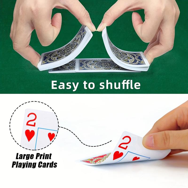 2 Pack Waterproof Jumbo Playing Cards Large Print Professional Poker Size