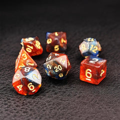 7pcs Set Dark & Orange Starry Sky Dice Table Games Dice Set