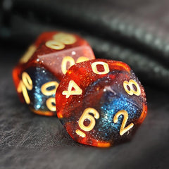 7pcs Set Dark & Orange Starry Sky Dice Table Games Dice Set