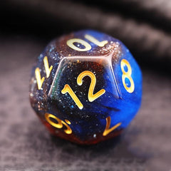7pcs Set Dark & Orange Starry Sky Dice Table Games Dice Set