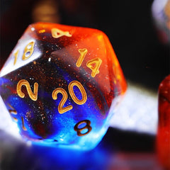 7pcs Set Dark & Orange Starry Sky Dice Table Games Dice Set